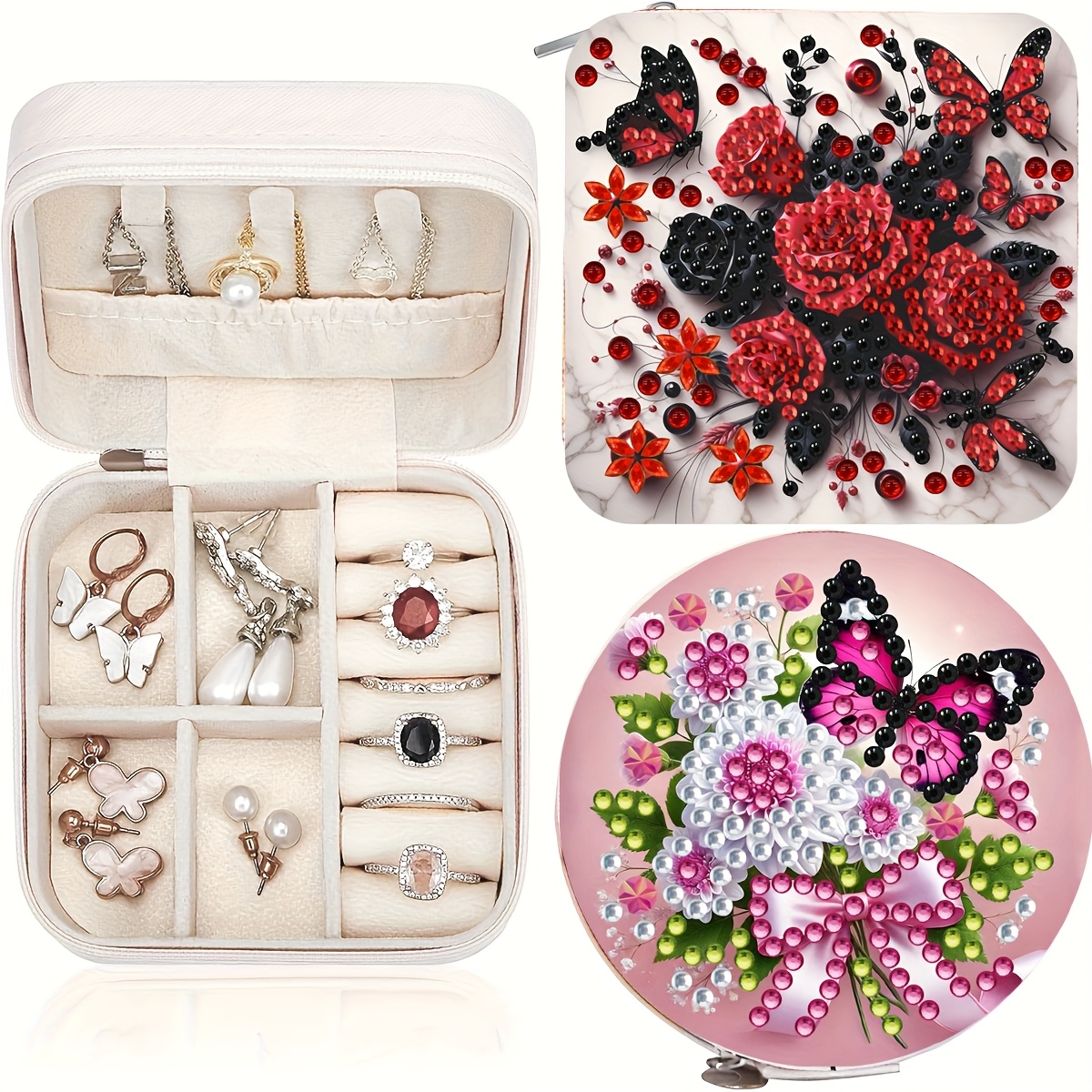 Diamond Painting Kit 2pcs Set with Butterfly Flower Design